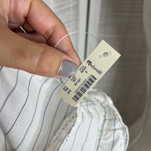 Madewell Ruffle Yoke Prairie Top Pinstripe Size S New with Tags - Picture 7 of 9